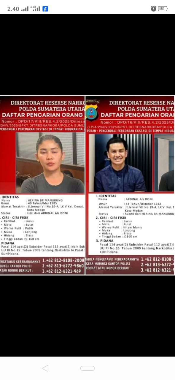 Polda Sumut Terbitkan DPO Terhadap Pemilik Dragon KTV Medan Terkait Peredaran Ekstasi