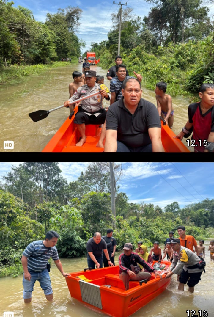 Polsek Talang Ubi Bersama Tim Gabungan Lakukan Monitoring Banjir di Desa Sungai Ibul