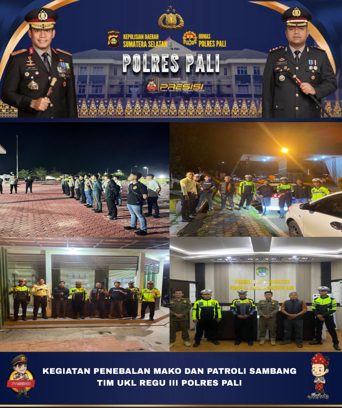 Polres PALI Pertebal Keamanan, Tim UKL III Gelar Patroli Sambang dan Himbauan Kamtibmas