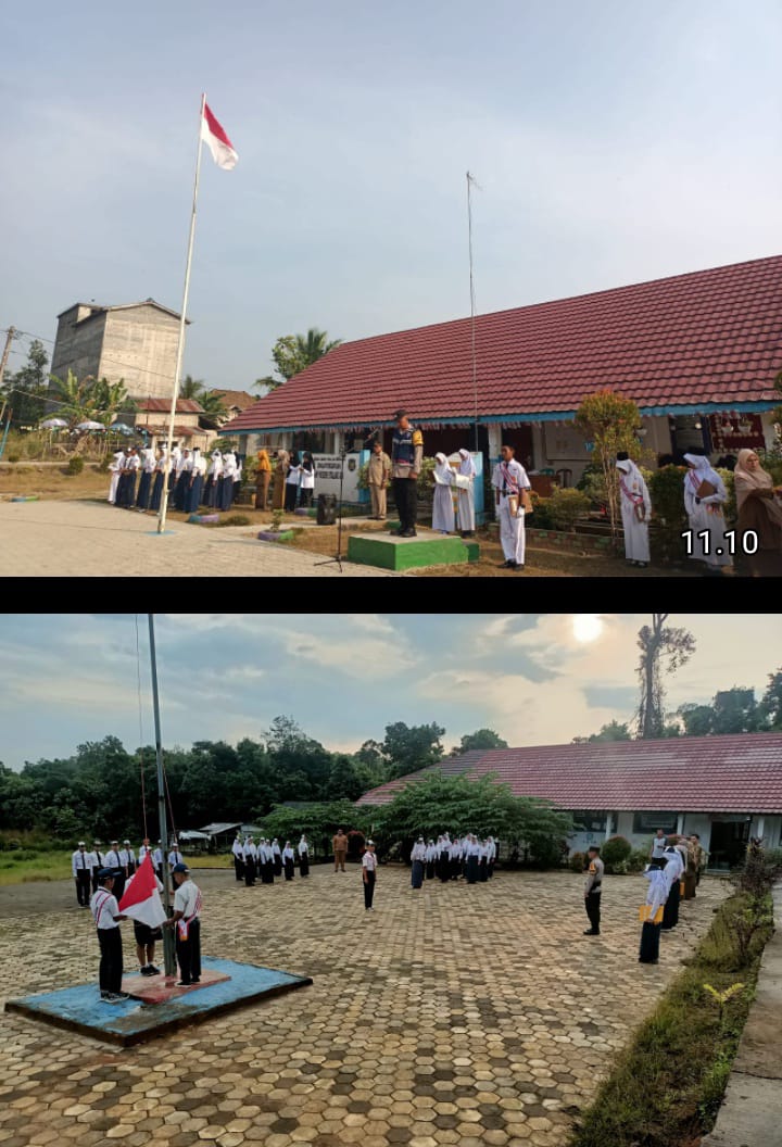 Bhabinkamtibmas Polsek Talang Ubi Jadi Pembina Upacara di Sekolah-sekolah