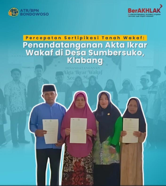 Penandatanganan Akta Ikrar Wakaf di Desa Sumbersuko, Klabang