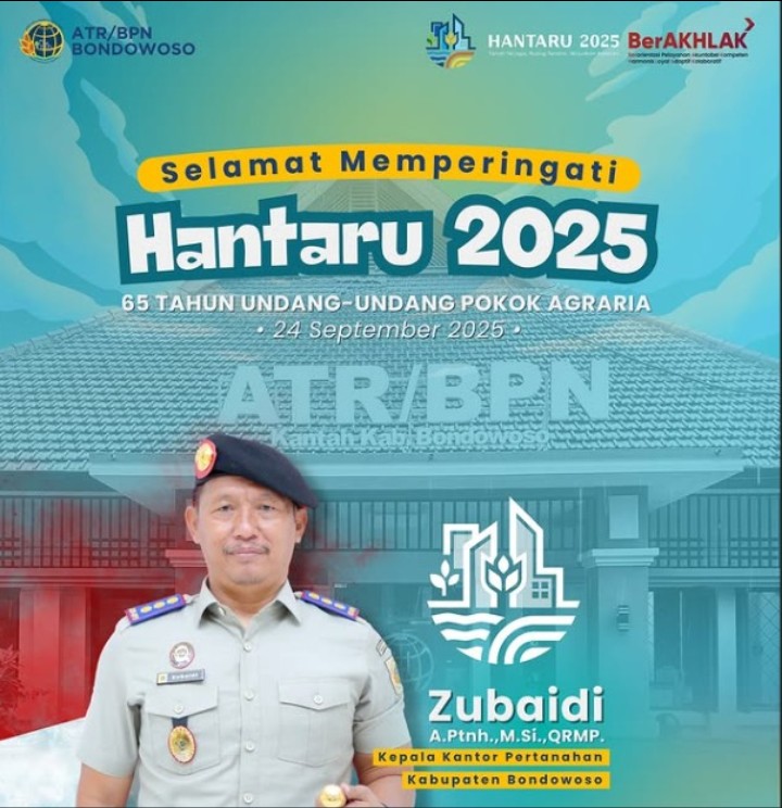 Kepala Badan Pertanahan Nasional Bondowoso Ucapkan Selamat Hari Undang- Undang Pokok Agraria ke -65