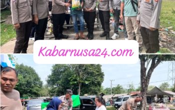 Polsek Penukal Utara menggelar Gerakan Pangan Murah (GPM) di Pasar Kalangan Desa Tempirai Selatan
