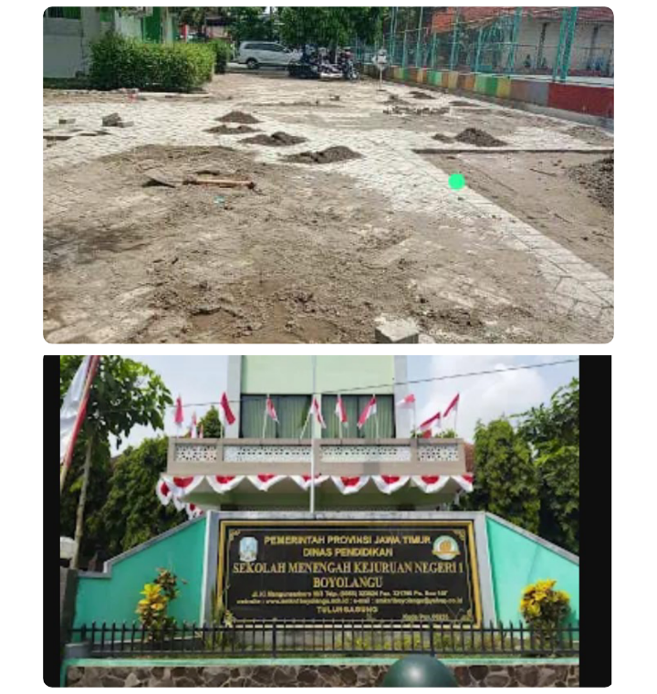 Proyek Pavingisasi di SMKN 1 Boyolangu Diduga Tak Transparan, Tak Tampak Papan Informasi Publik