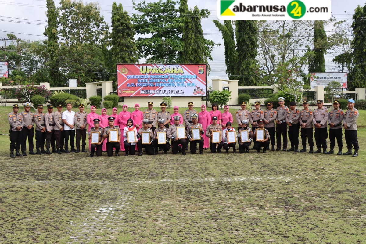 Kapolres Lampung Utara Pimpin Upacara Pengabdian Dan Pemberian Reward Kepada Personel