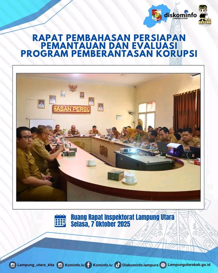 Sekda Pimpin Rapat Pembahasan Persiapan Evaluasi Program Pemberantasan Korupsi