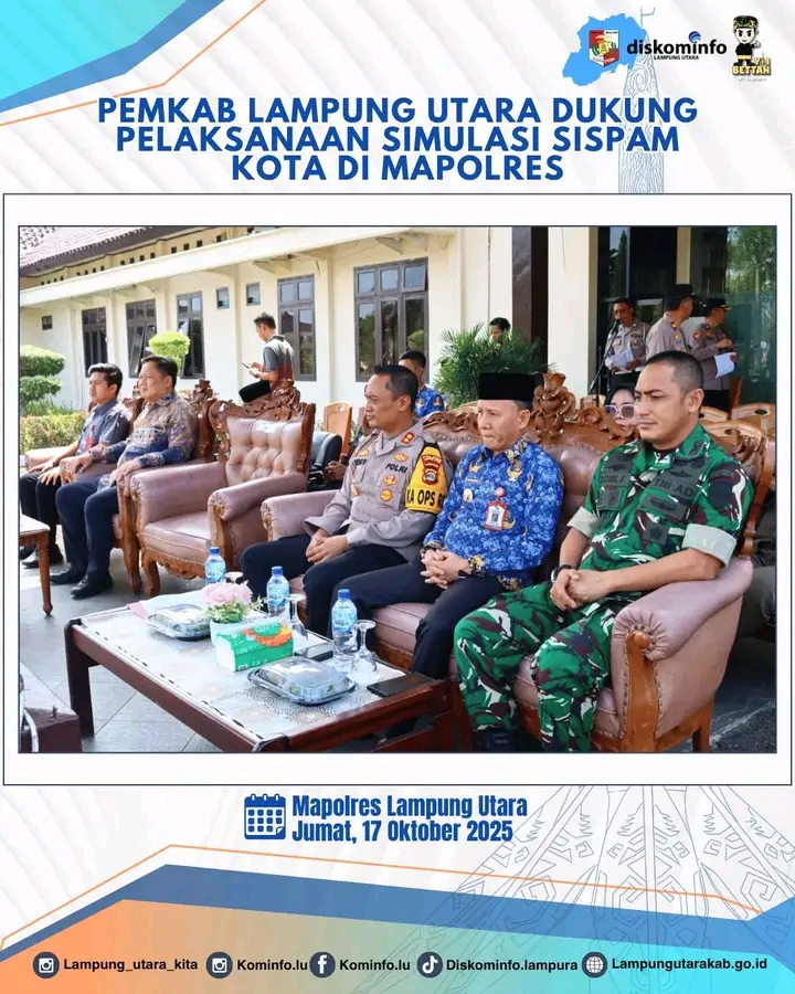 Pemkab Lampung Utara Dukung Pelaksanaan Simulasi Sispam Kota Di Mapolres