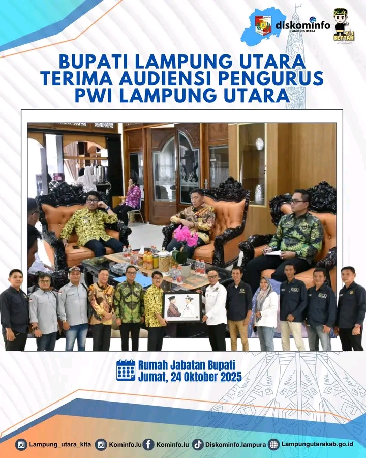 Bupati Lampung Utara Terima Audensi Pengurus PWI Lampung Utara