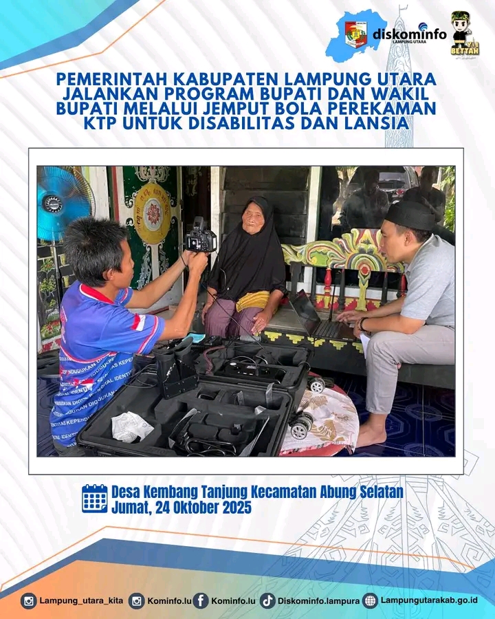 Pemkab Lampung Utara Jalankan Program Bupati Dan Wakil Bupati Melalui Jemput Bola Perekaman KTP Untuk Disabilitas Dan Lansia