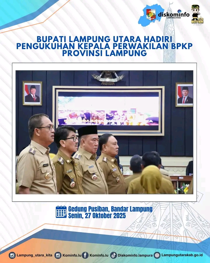 Bupati Lampung Utara Hadiri Pengukuhan Kepala Perwakilan BPKP Provinsi Lampung