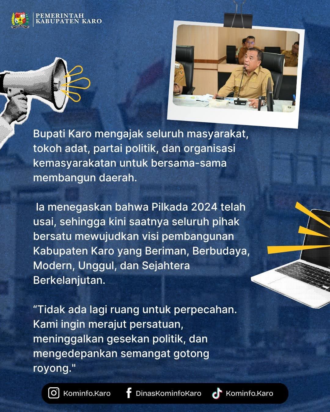 Bupati Karo Tegaskan Penunjukan Jabatan PNS Sesuai Kompetensi dan Aturan