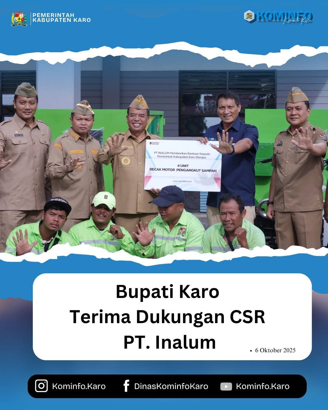 Bupati Karo Terima Dukungan CSR PT. Inalum