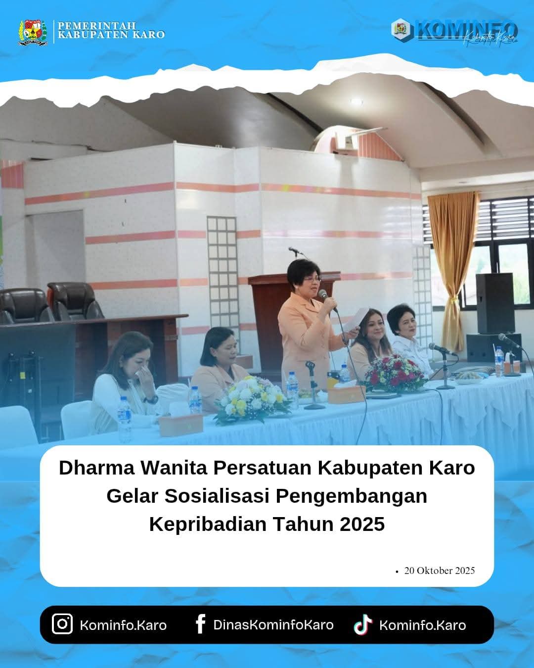 Dharma Wanita Persatuan Kabupaten Karo Gelar Sosialisasi Pengembangan Kepribadian Tahun 2025