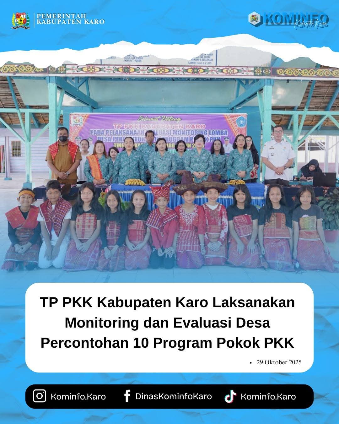 TP PKK Kabupaten Karo Laksanakan Monitoring dan Evaluasi Desa Percontohan 10 Program Pokok PKK