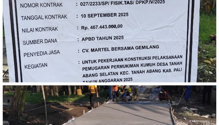 Pemerintah Desa Tanah Abang Selatan Mengapresiasi Atas Bantuan Pembangunan Dari Dinas Perkim Provinsi Sumatera Selatan