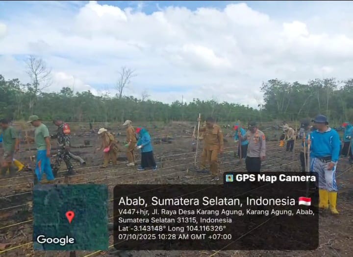 Polsek Penukal Abab Dukung Program Ketahanan Pangan Melalui Penanaman Jagung di Desa Purun