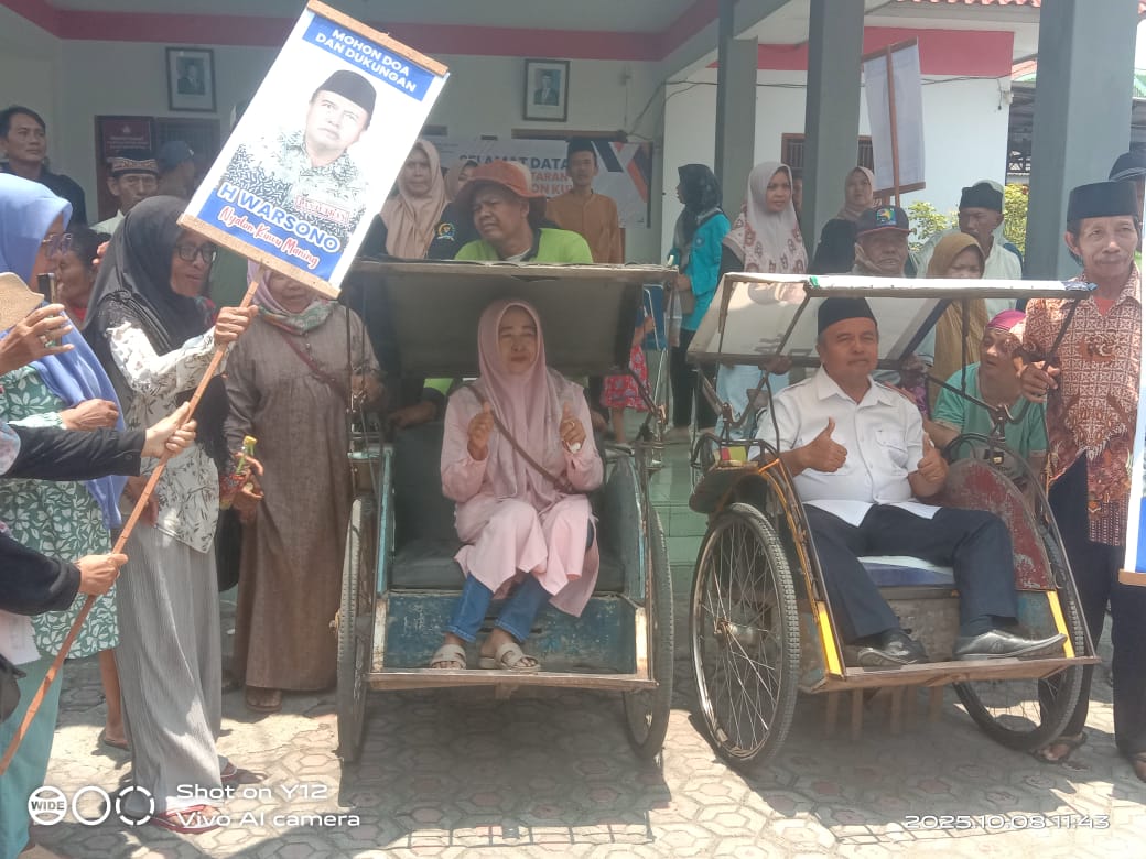 Incumbent H. Warsono Maju Lagi di Pilkades Pawidean, Ratusan Pendukung Iringi ke Pendaftaran