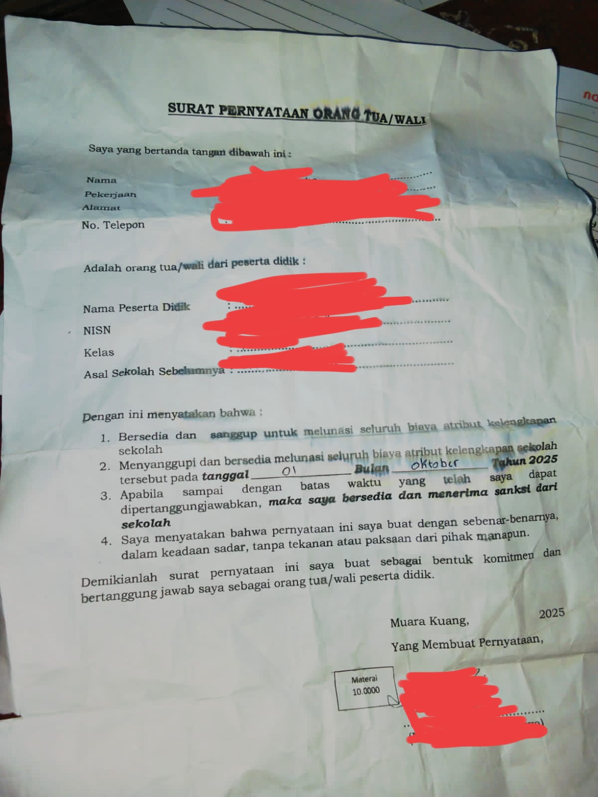 Wali Murid Mengeluh, SMAN 1 Muara Kuang Masih Wajibkan Beli Pakaian Seragam di Sekolah dan Harga Mahal Kualitas Rendah