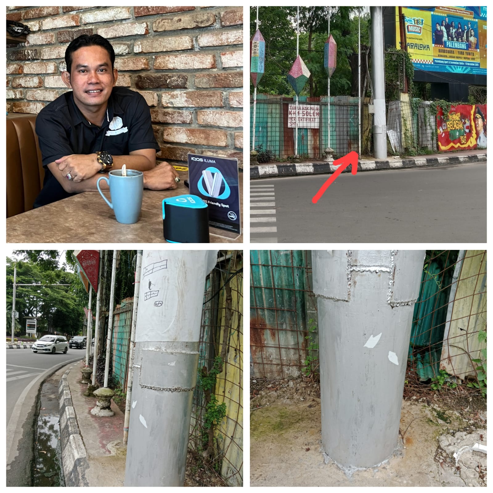 Diduga Ada Konspirasi Terselubung Kepala DPMPTSP dan Satpol-PP Kota Palembang Bungkam Baleho Berdiri Diatas Trotoar Simpang 5 DPRD