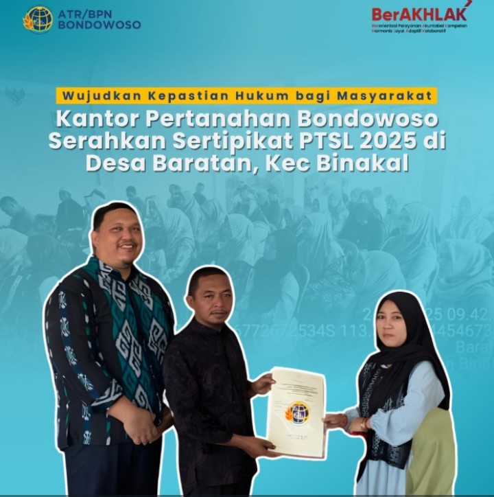 Penyerahan Sertipikat PTSL 2025 di Desa Baratan, Kecamatan Binakal