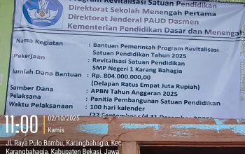 Gunakan Material Bekas untuk Revitalisasi SMPN1 Karangbahagia Diduga P2SP dan Kepsek Aji Mumpung Rauf Keuntungan