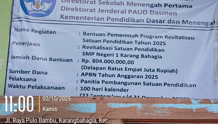 Gunakan Material Bekas untuk Revitalisasi SMPN1 Karangbahagia Diduga P2SP dan Kepsek Aji Mumpung Rauf Keuntungan