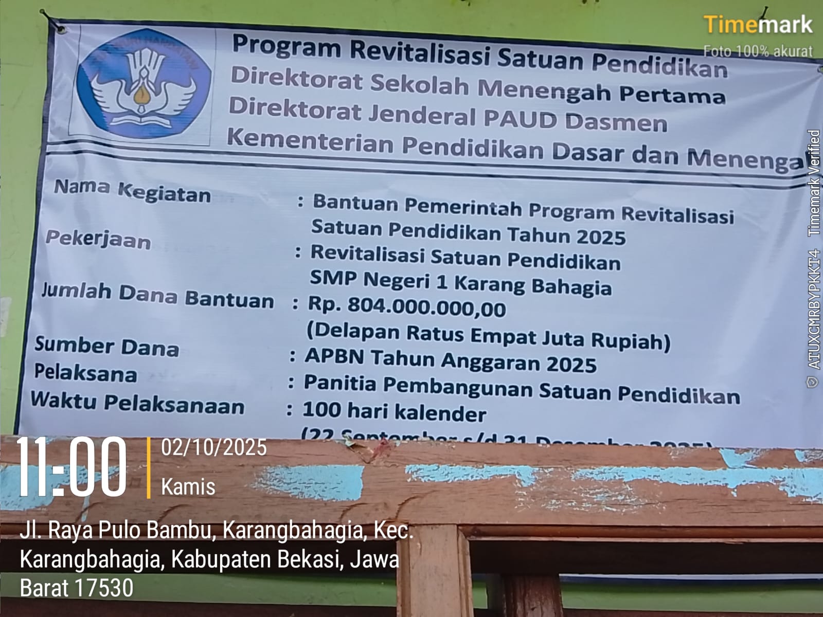 Gunakan Material Bekas untuk Revitalisasi SMPN1 Karangbahagia Diduga P2SP dan Kepsek Aji Mumpung Rauf Keuntungan