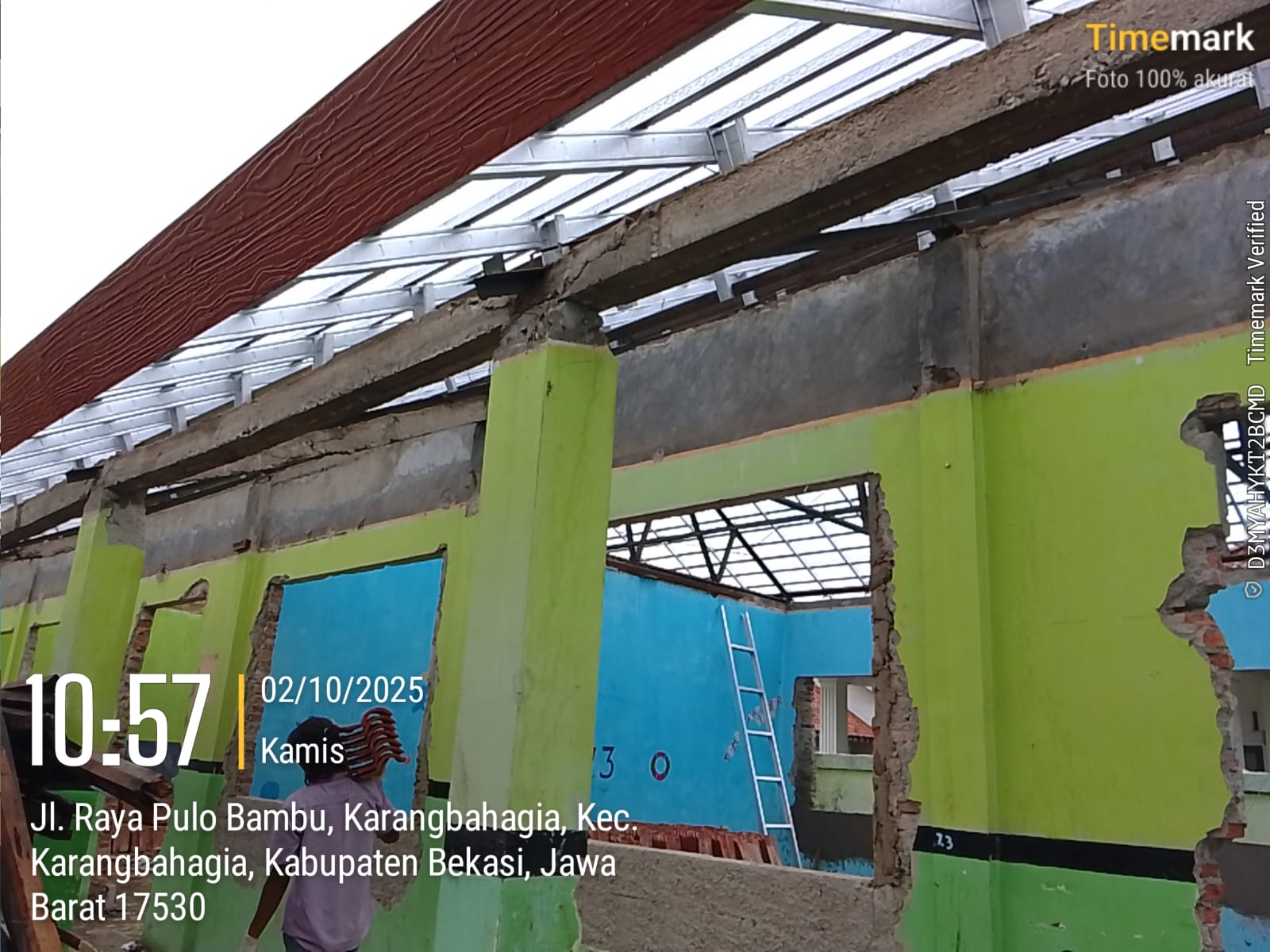 Gunakan Material Bekas untuk Revitalisasi SMPN1 Karangbahagia Diduga P2SP dan Kepsek Aji Mumpung Rauf Keuntungan
