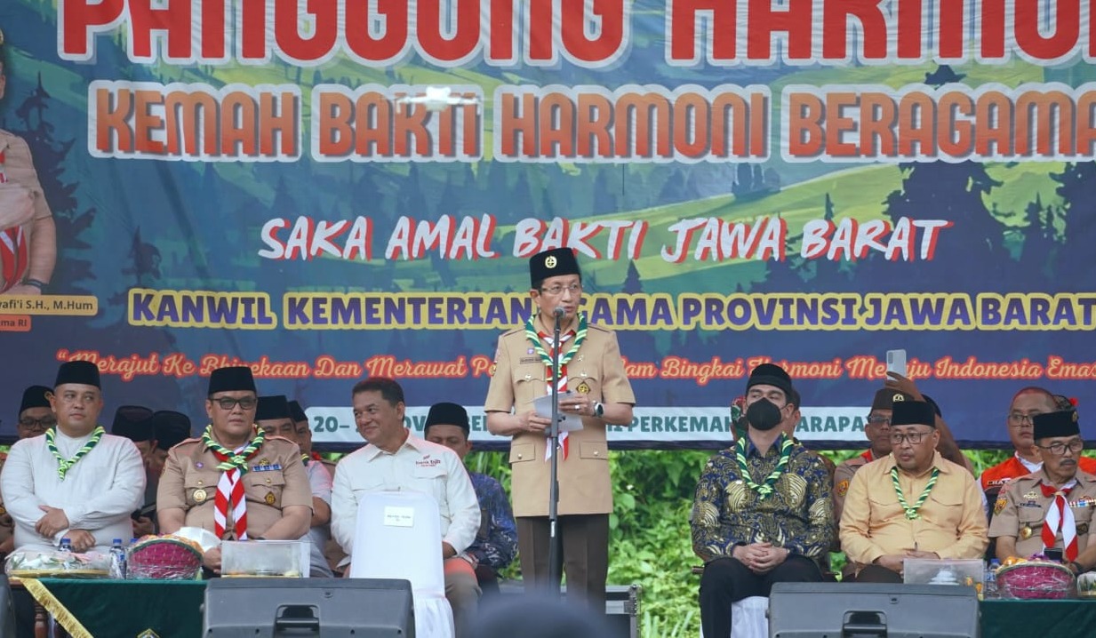 Menag Buka Kemah Bakti Harmoni Jabar Ke-4 Ajak Pemuda Jadi Jembatan Perdamaian