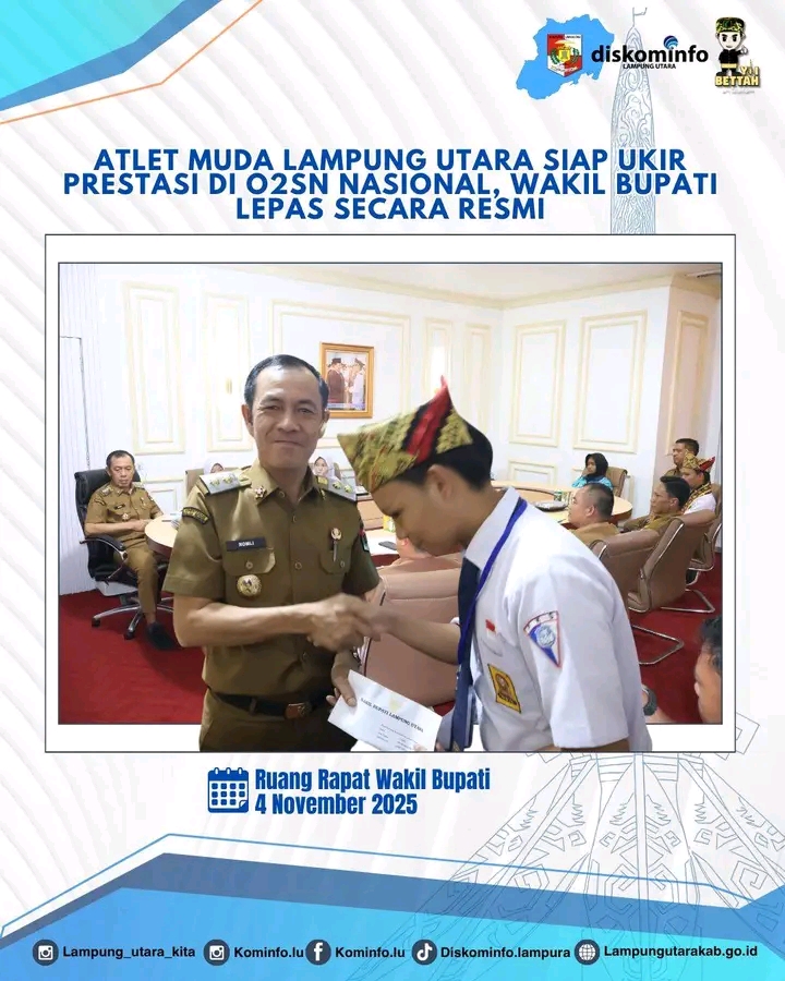 Atlet Muda Lampung Utara Siap Ukir Prestasi Di O2SN Nasional, Wakil Bupati Lepas Secara Resmi