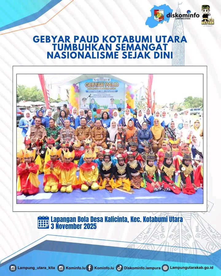 Gebyar PAUD Kotabumi Utara Tumbuhkan Semangat Nasionalisme Sejak Dini