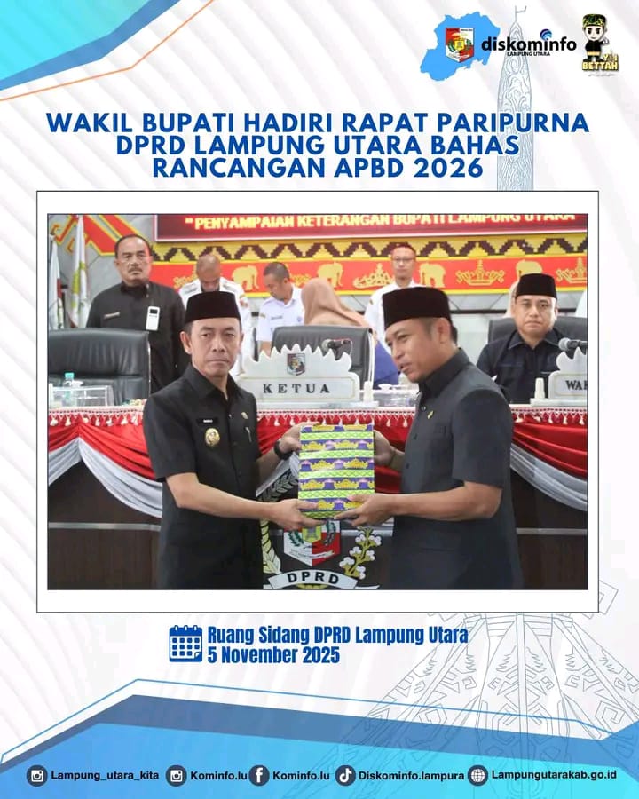 Wakil Bupati Hadiri Rapat Paripurna DPRD Lampung utara Bahas Rancangan RAPD 2026