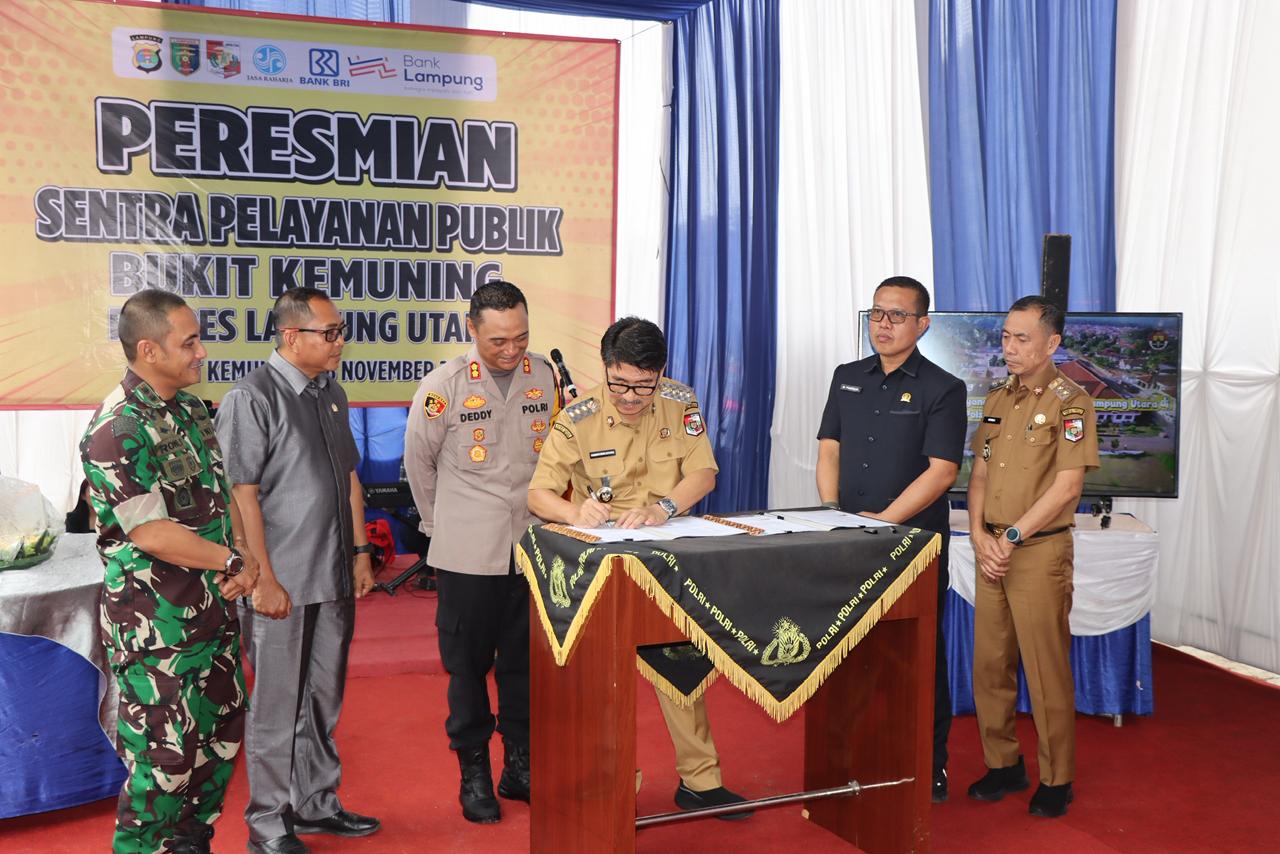 * Beri Kemudahan Masyarakat, Polres Lampung Utara Resmikan Sentra Pelayanan publik Bukit Kemuning *