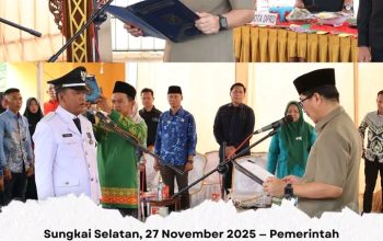 Bupati Lantik Pj Kepala Desa  Sinar Galih  Dorong  Layanan publik  Lebih  Responsip