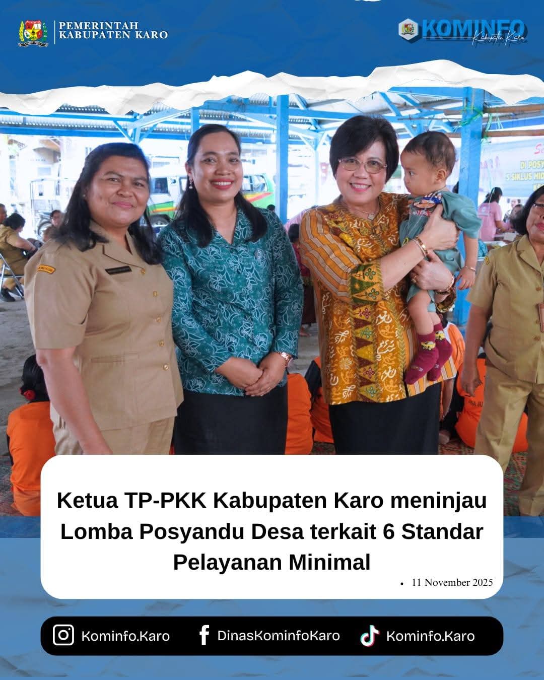 Ketua TP-PKK Karo Tinjau Pelaksanaan Lomba Posyandu di Desa Juhar Tarigan