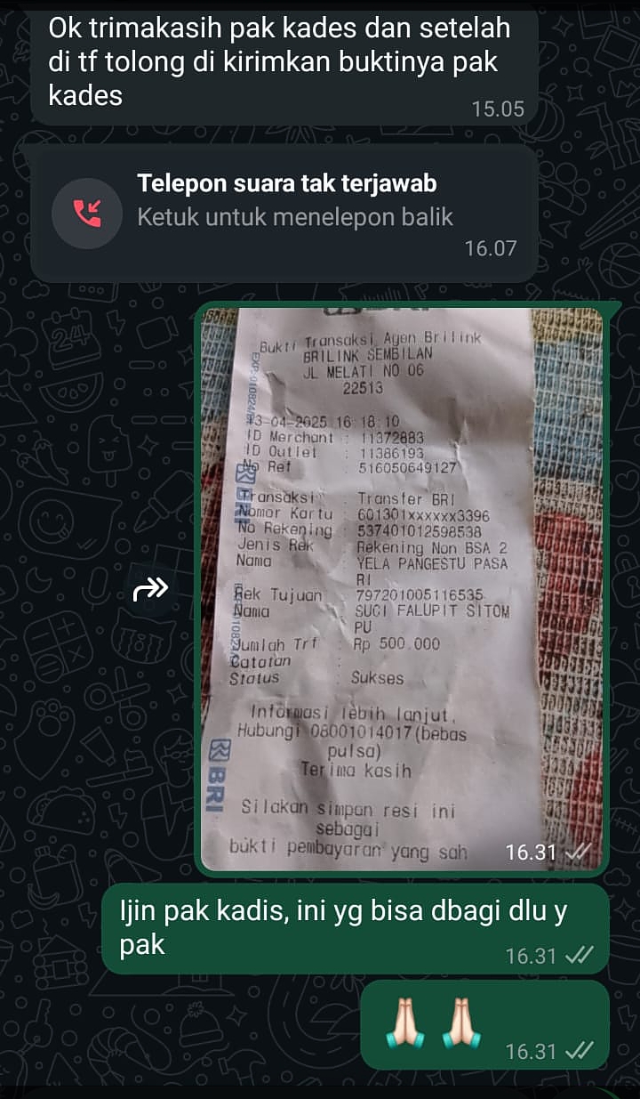 Diduga Minta Uang ke Beberapa Kepala Desa, Kadis PMD Tapteng Bungkam Saat Dikonfirmasi