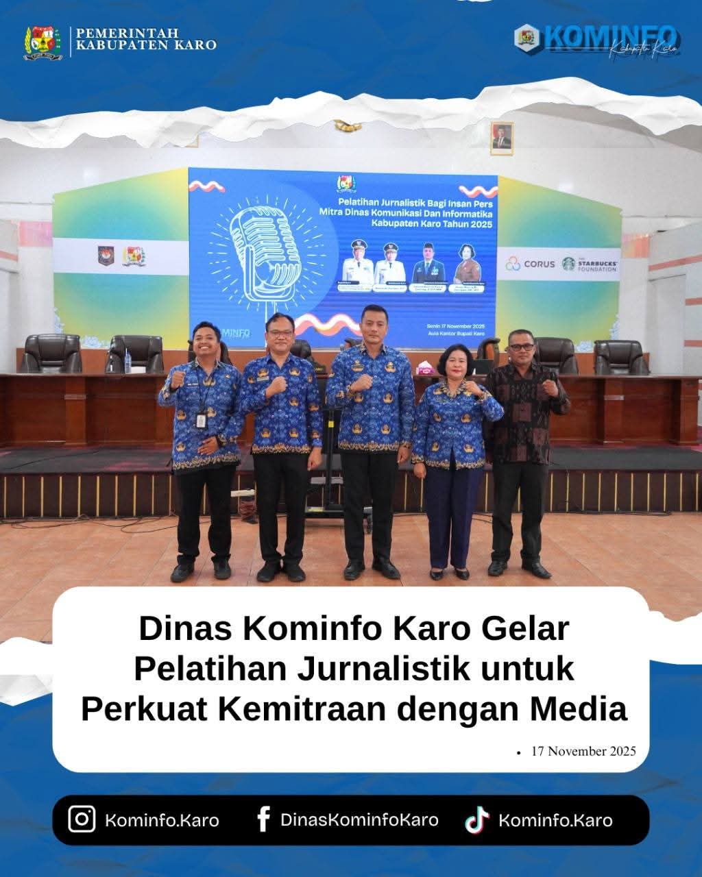 Dinas Kominfo Karo Gelar Pelatihan Jurnalistik untuk Perkuat Kemitraan dengan Media