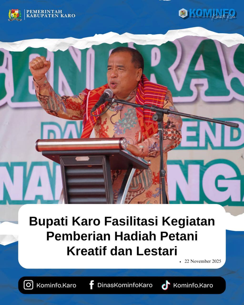Sinergi Pusat–Daerah, Petani Kreatif dan Lestari Karo Terima Penghargaan