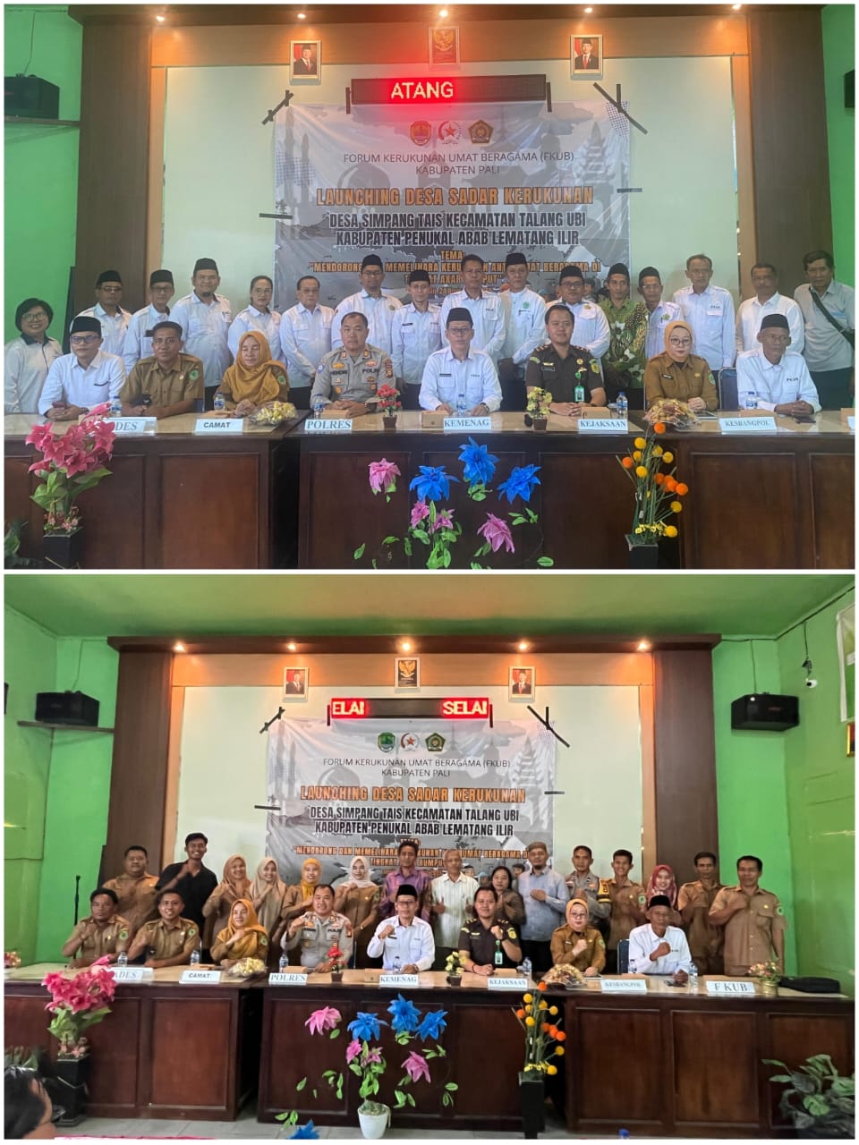 Kasat Binmas Polres PALI Hadiri Launching Desa Sadar Kerukunan di Simpang Tais