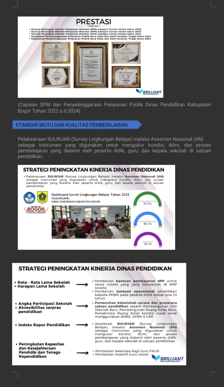 Pelayanan Publik Gemilang dan Istimewa Dinas Pendidikan Kabupaten Bogor Tahun 2025