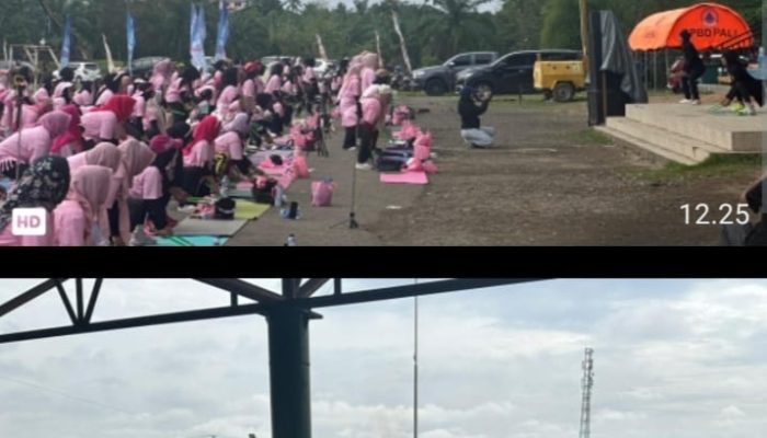 Polres PALI Kawal Ketat Senam Pound Fit Festival Candi Bumi Ayu