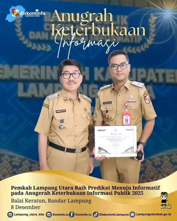 Pemkab Lampura Raih Predikat Informatif Pada Anugerah Keterbukaan Informasi Publik 2025