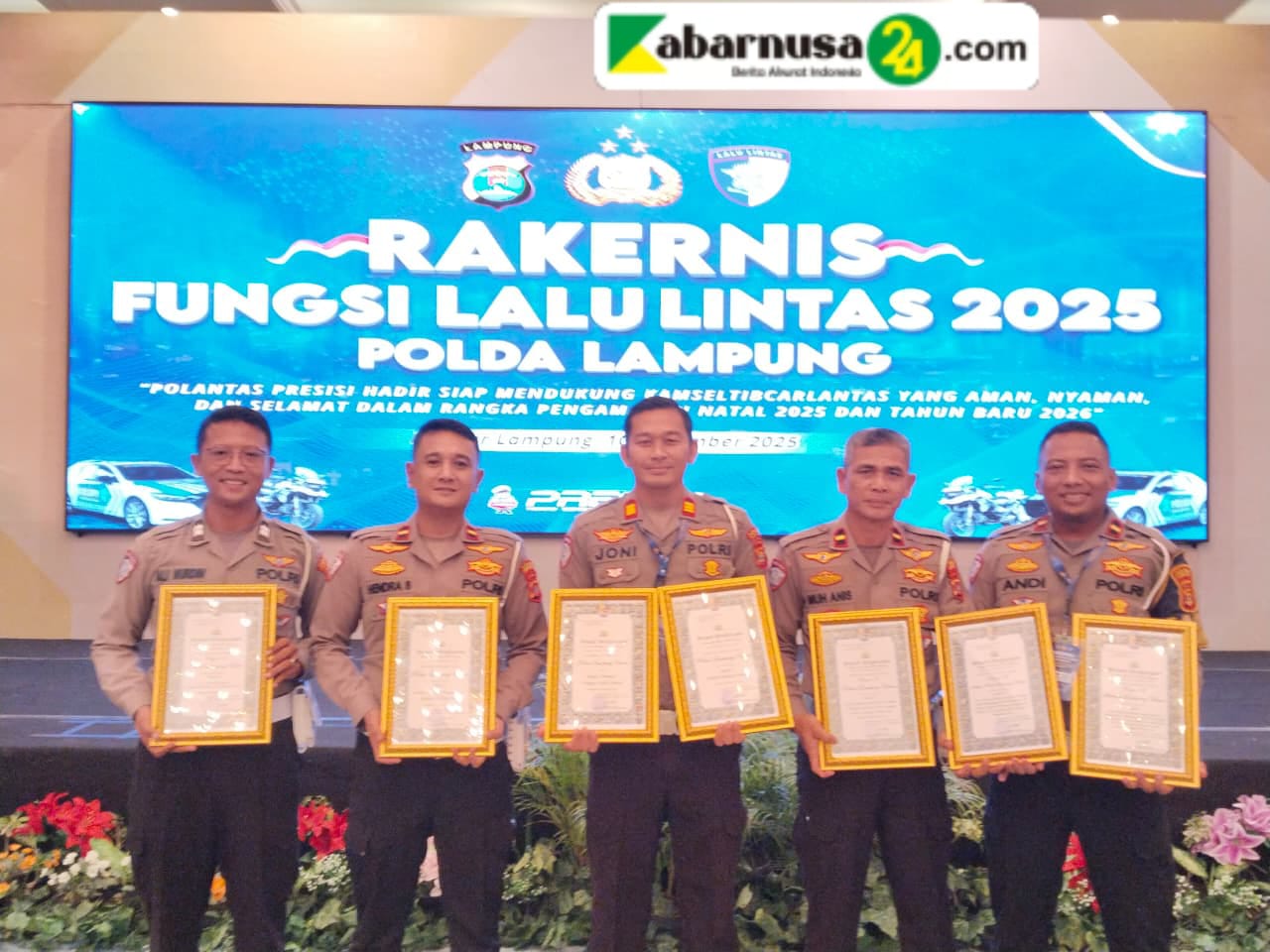 Satlantas Polres Lampung Utara Raih 7 Penghargaan Pada Rakernis Lalu-lintas Polda Lampung Tahun 2025