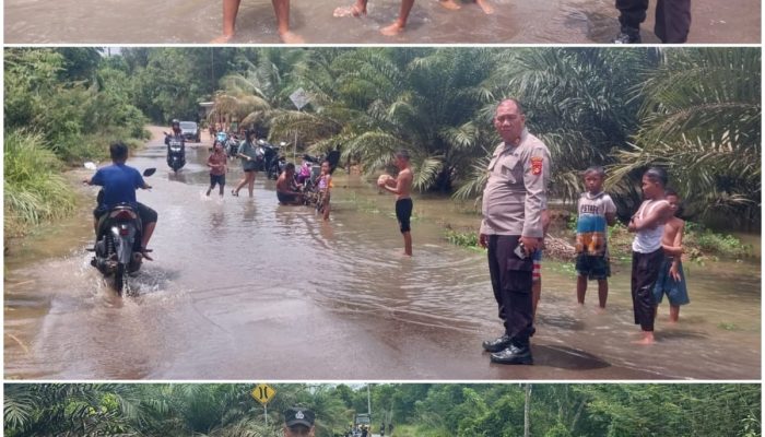 Banjir Genangi Jalan Penghubung Talang Ojan–Sukamaju, Polsek Talang Ubi Lakukan Pengamanan dan Monitoring