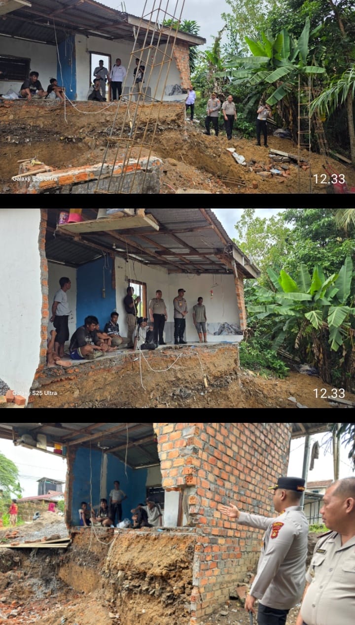 Kapolres PALI Tinjau Lokasi Longsor di Bukit Tudung, Rumah Warga Alami Kerusakan Berat