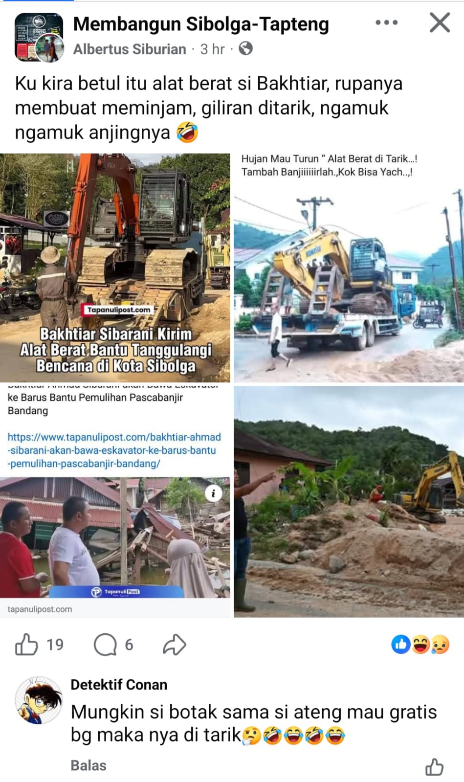 Penarikan Excavator Dari Lokasi Bencana Kota Sibolga Diduga Di Politisasi