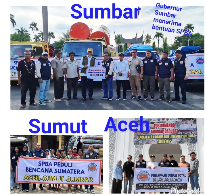 Tim SPBA Peduli Bencana Sumatera Menyalurkan Bantuan Ke Lokasi Bencana di Aceh, Sumut dan Sumbar.