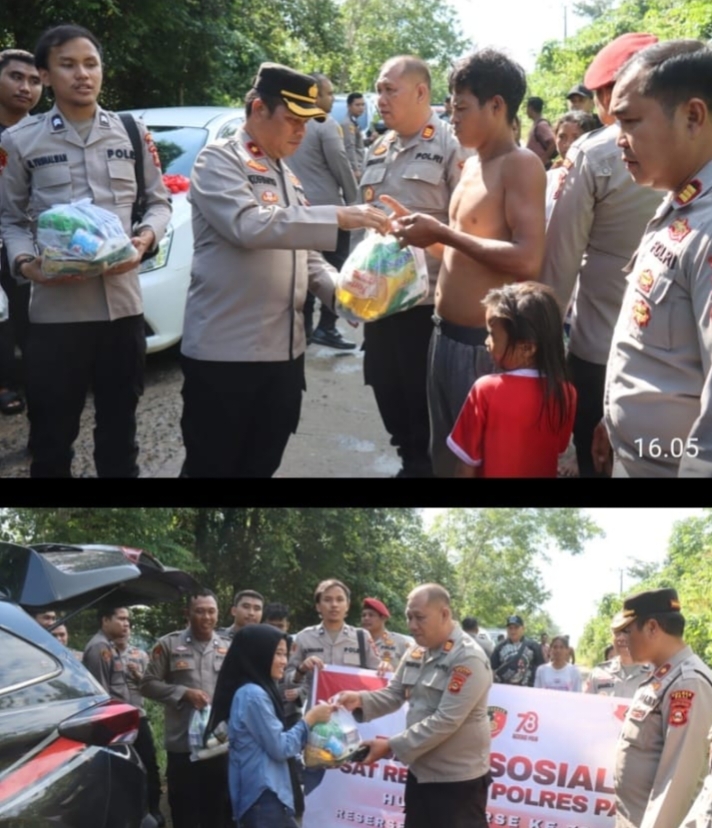 Kapolres PALI Tinjau Lokasi Banjir di Sungai Ibul, Salurkan Bantuan Sosial untuk Warga Terdampak