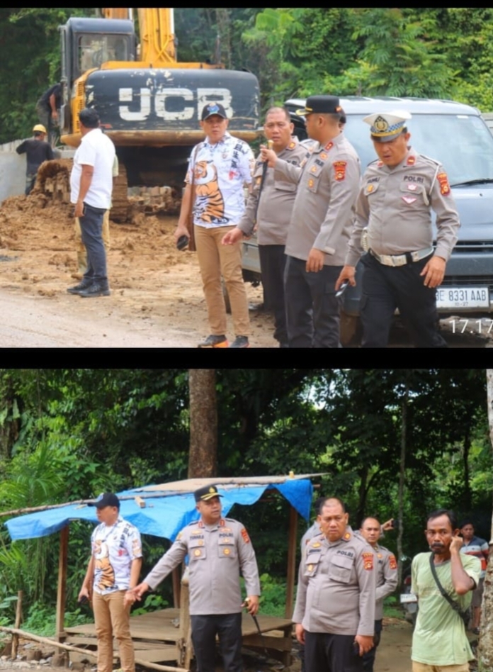 KAPOLRES PALI TINJAU PERKEMBANGAN PEMBANGUNAN JEMBATAN SUNGAI BAUNG, TEKANKAN KESELAMATAN DAN KONEKTIVITAS WILAYAH