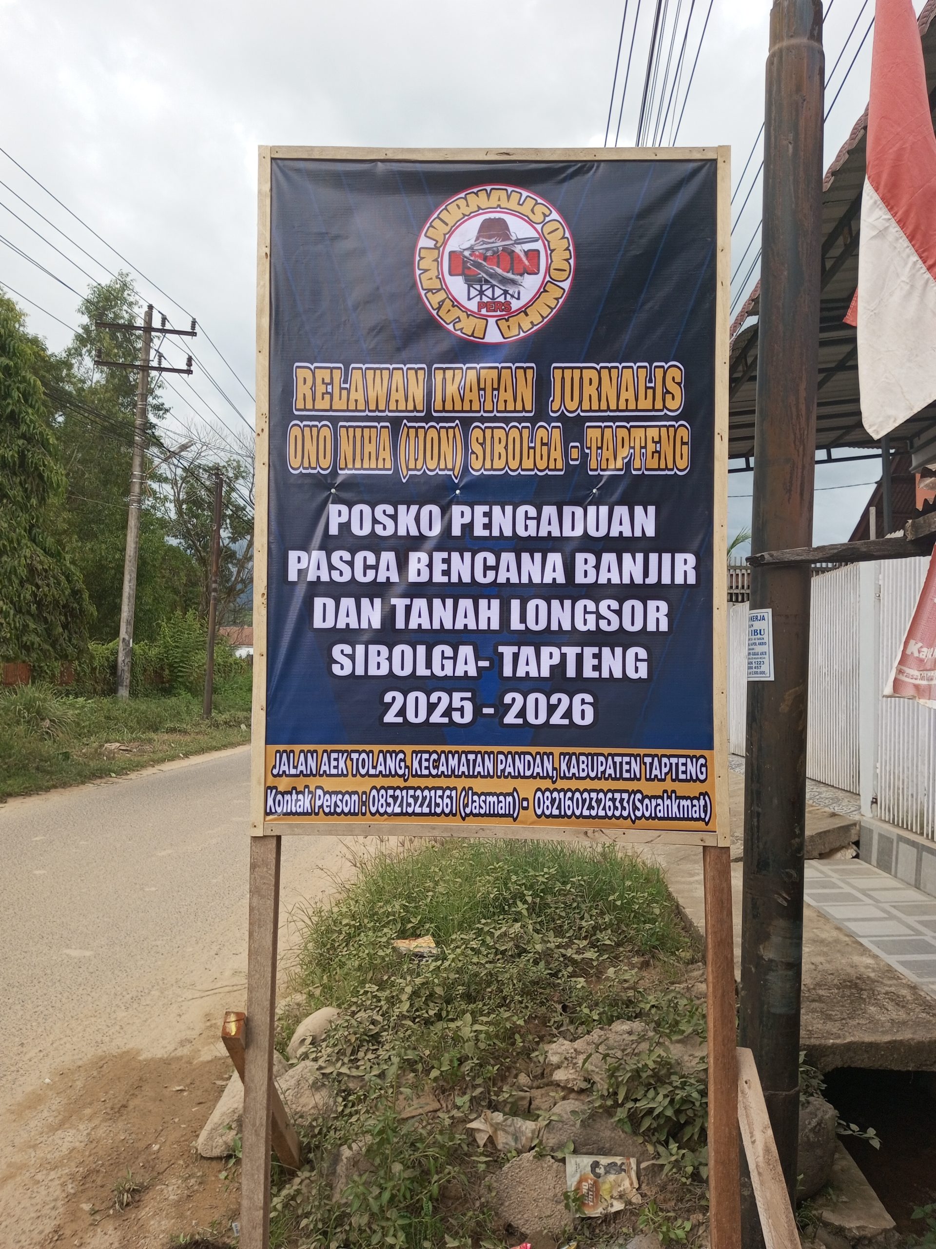Relawan IJON Dirikan Posko Pengaduan Pascabencana Banjir dan Longsor Sibolga–Tapteng 2025/2026